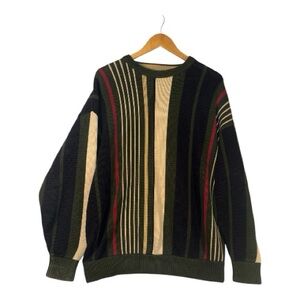 Vintage Woods & Gray Striped 100% Cotton Heavy Sweater Size XL